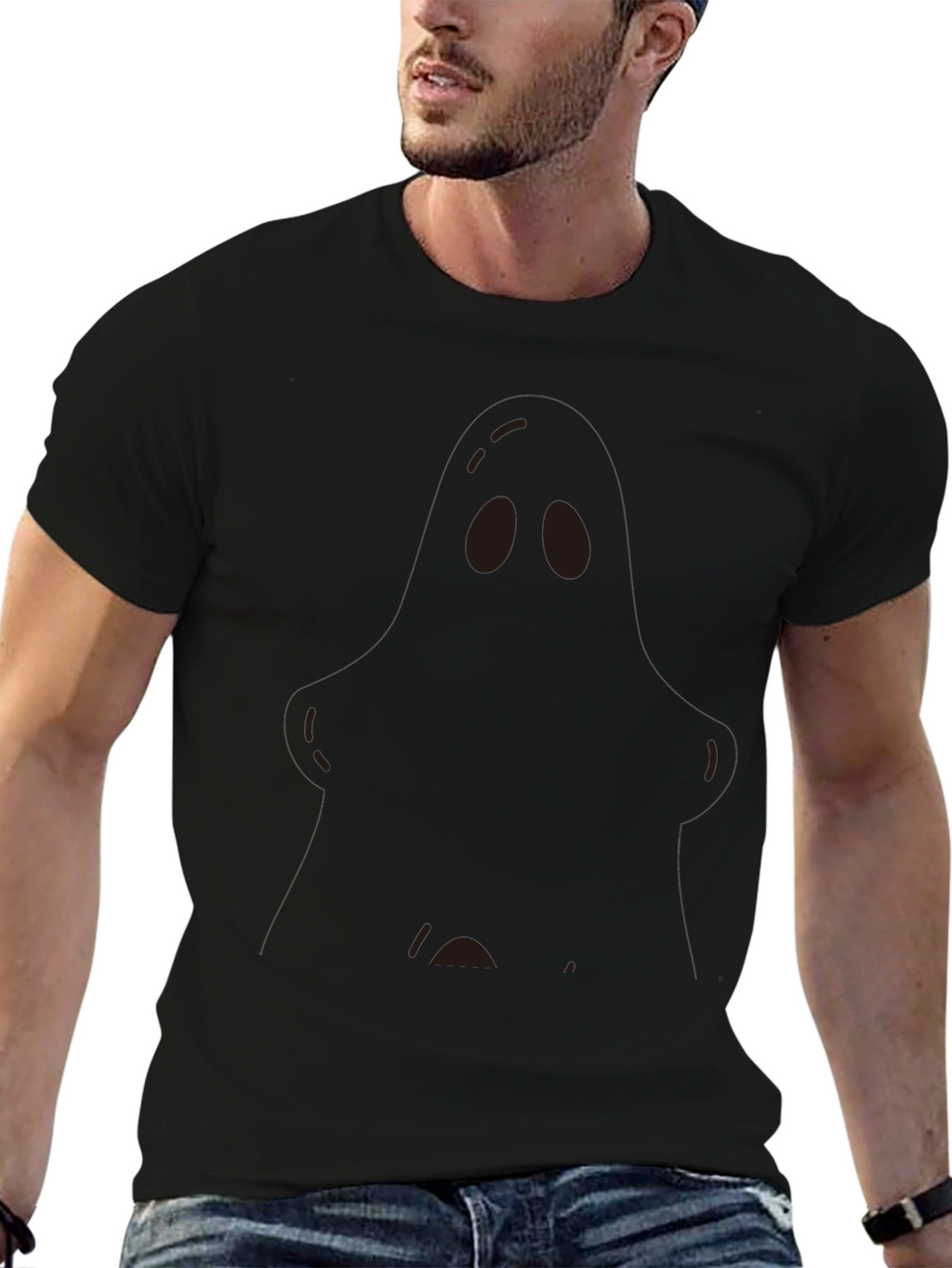 Mens Black Crewneck T-Shirt with Graphic