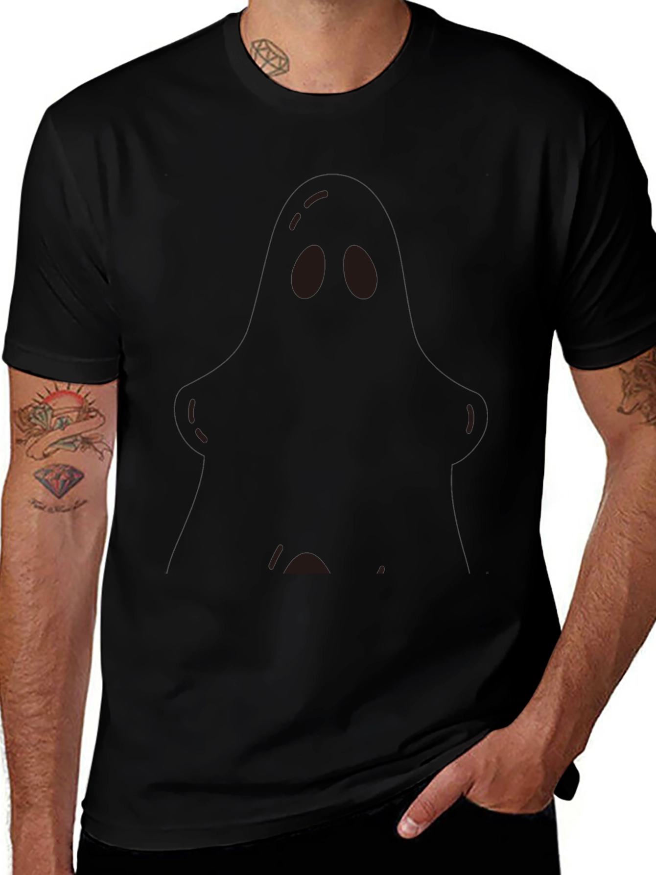 Mens Black Crewneck T-Shirt with Graphic