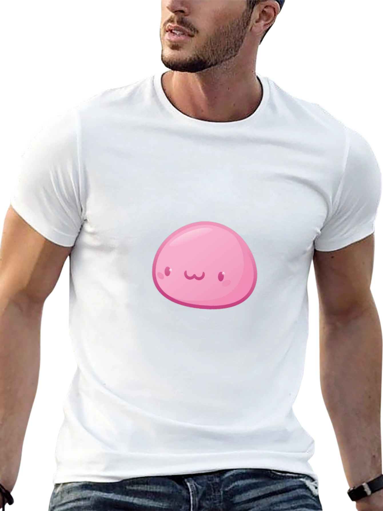 Cute Pink Slime Graphic Black T-Shirt