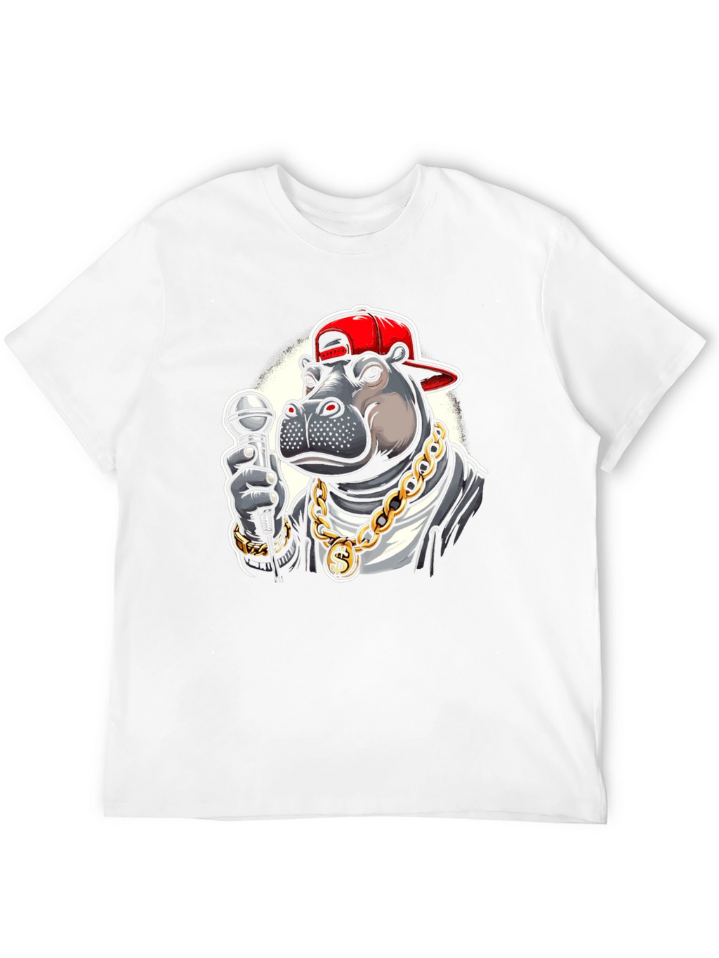 Cool Hippo Rapper Graphic T-Shirt