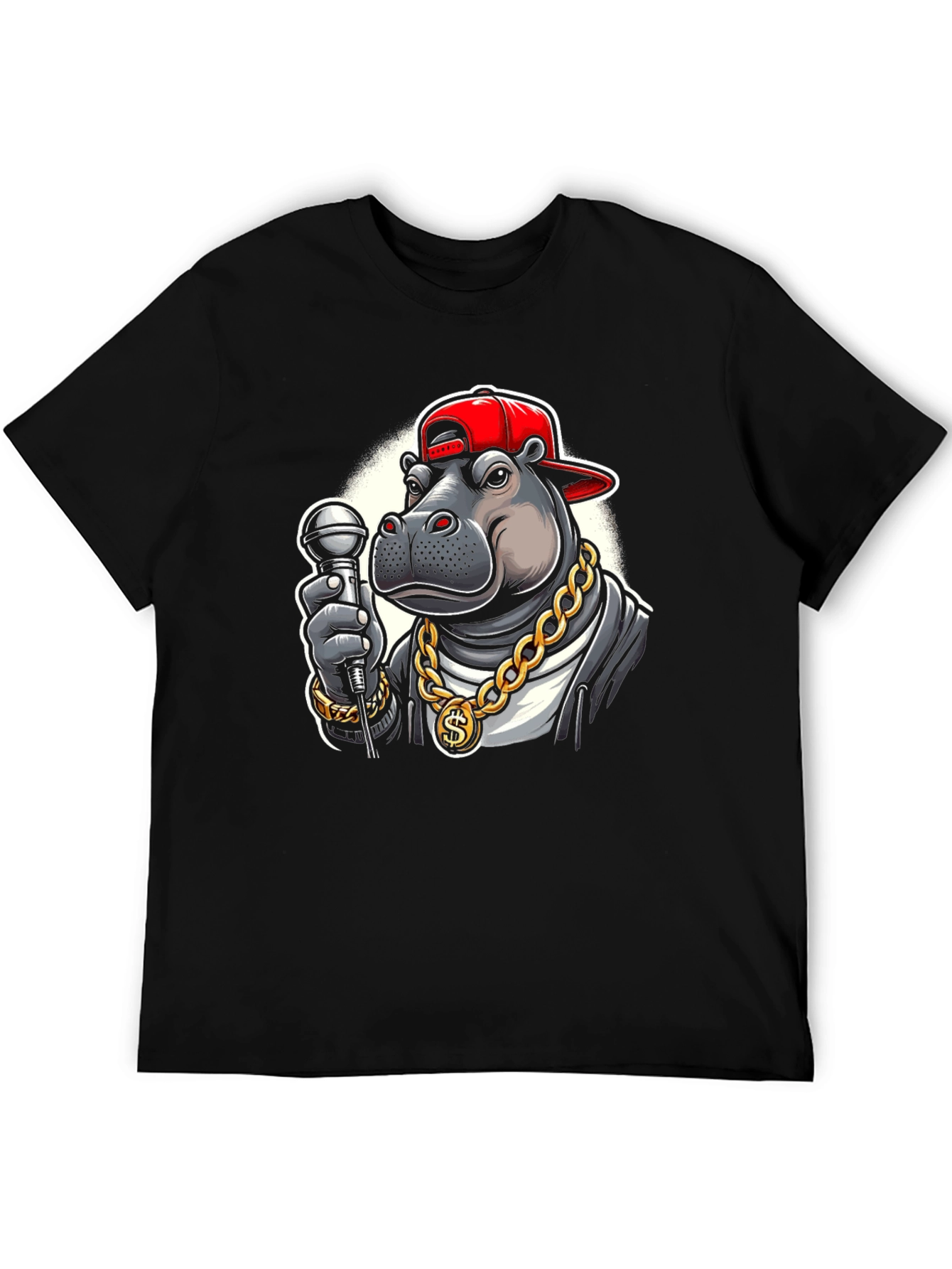 Cool Hippo Rapper Graphic T-Shirt