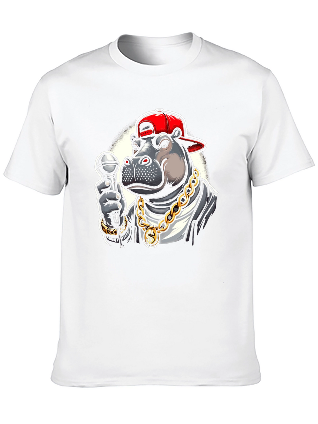 Cool Hippo Rapper Graphic T-Shirt