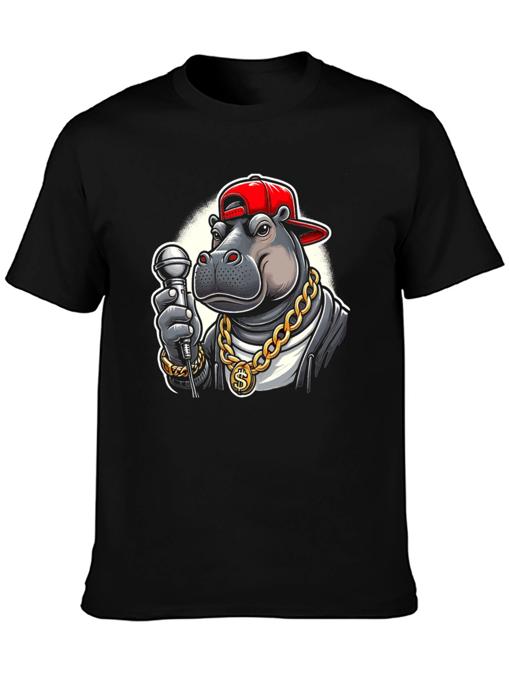 Cool Hippo Rapper Graphic T-Shirt