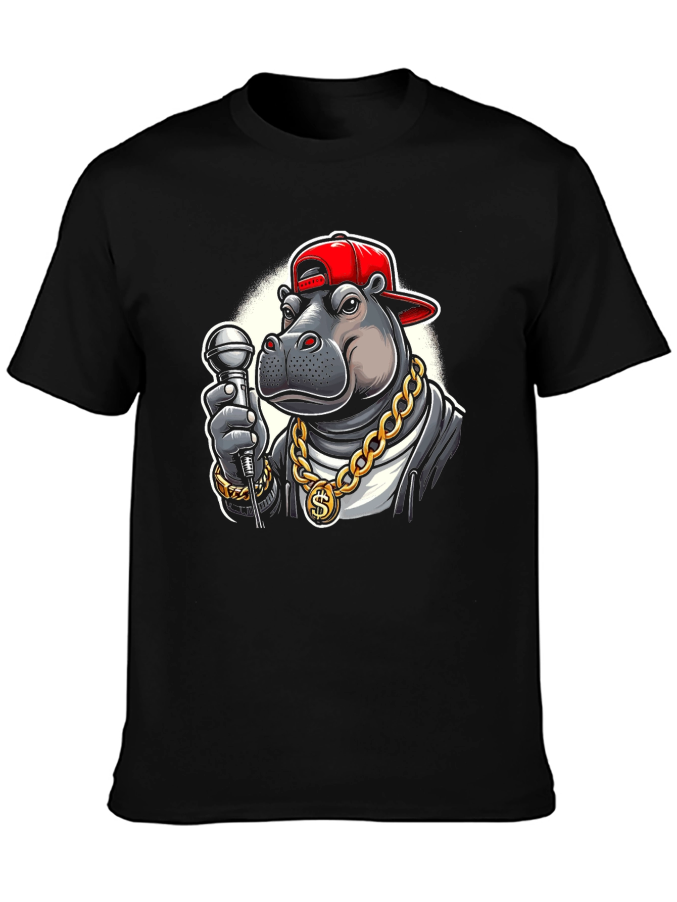 Cool Hippo Rapper Graphic T-Shirt