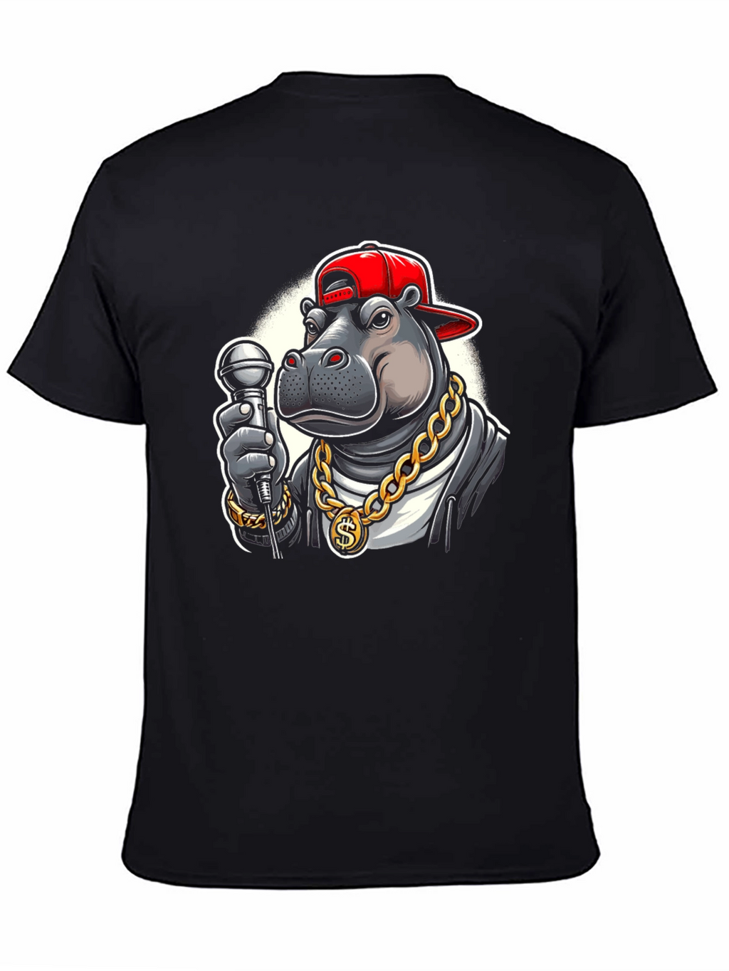 Cool Hippo Rapper Graphic T-Shirt