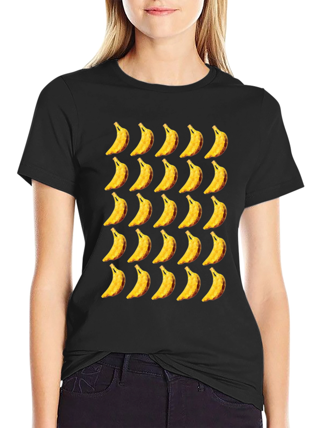 Banana Patterned Black T-Shirt