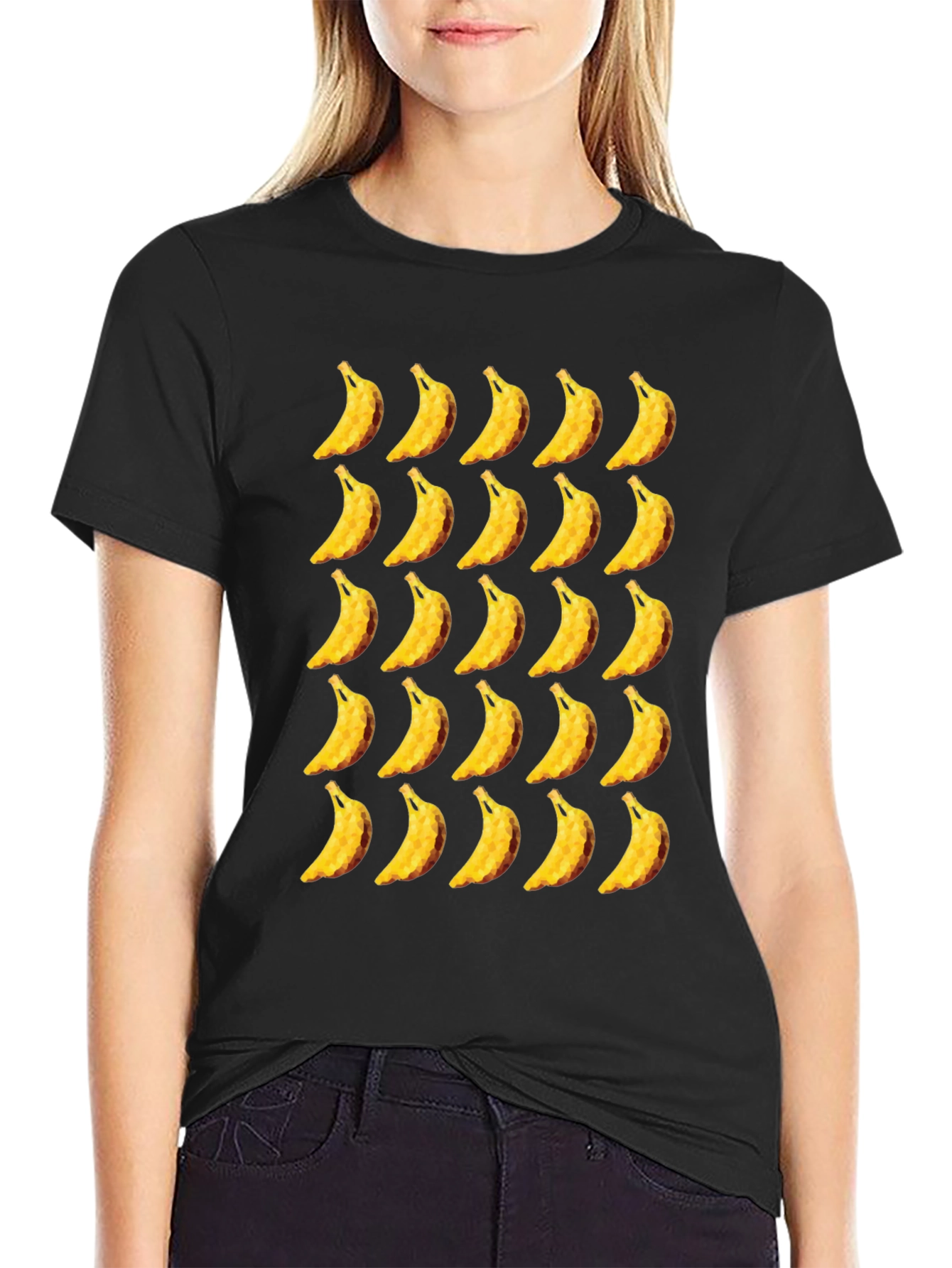 Banana Patterned Black T-Shirt