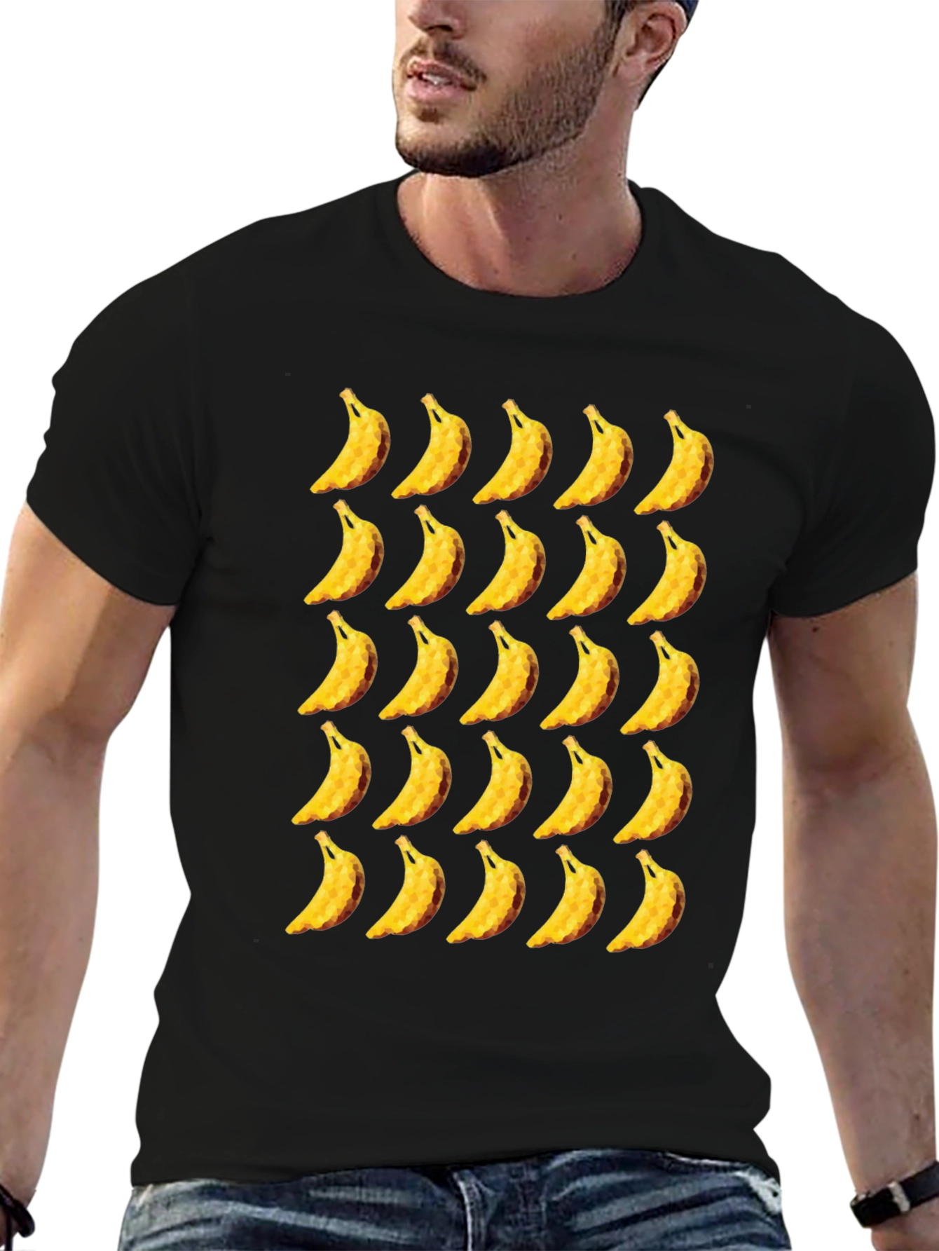 Banana Patterned Black T-Shirt