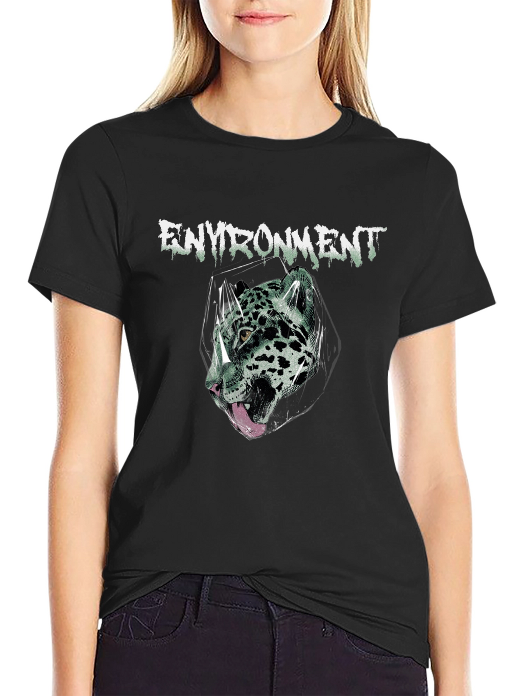 Environment Jaguar Graphic Print Black T-Shirt