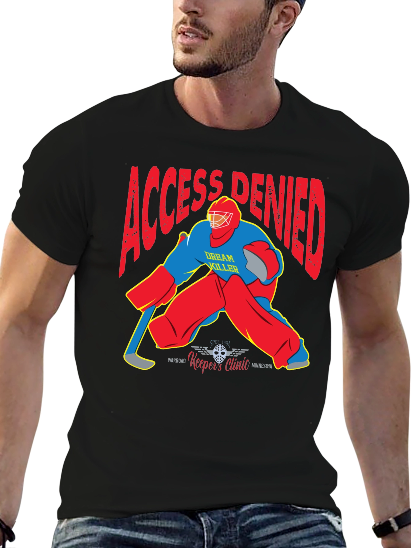 Access Denied Hockey Goalie Graphic T-Shirt