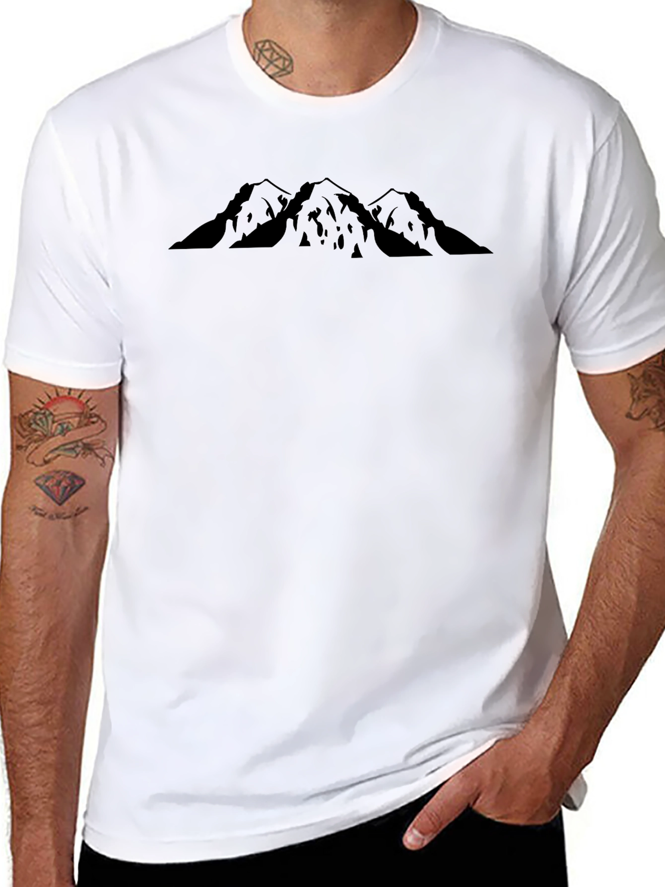 Mountain Peak Graphic Tee - Classic Black Crew Neck