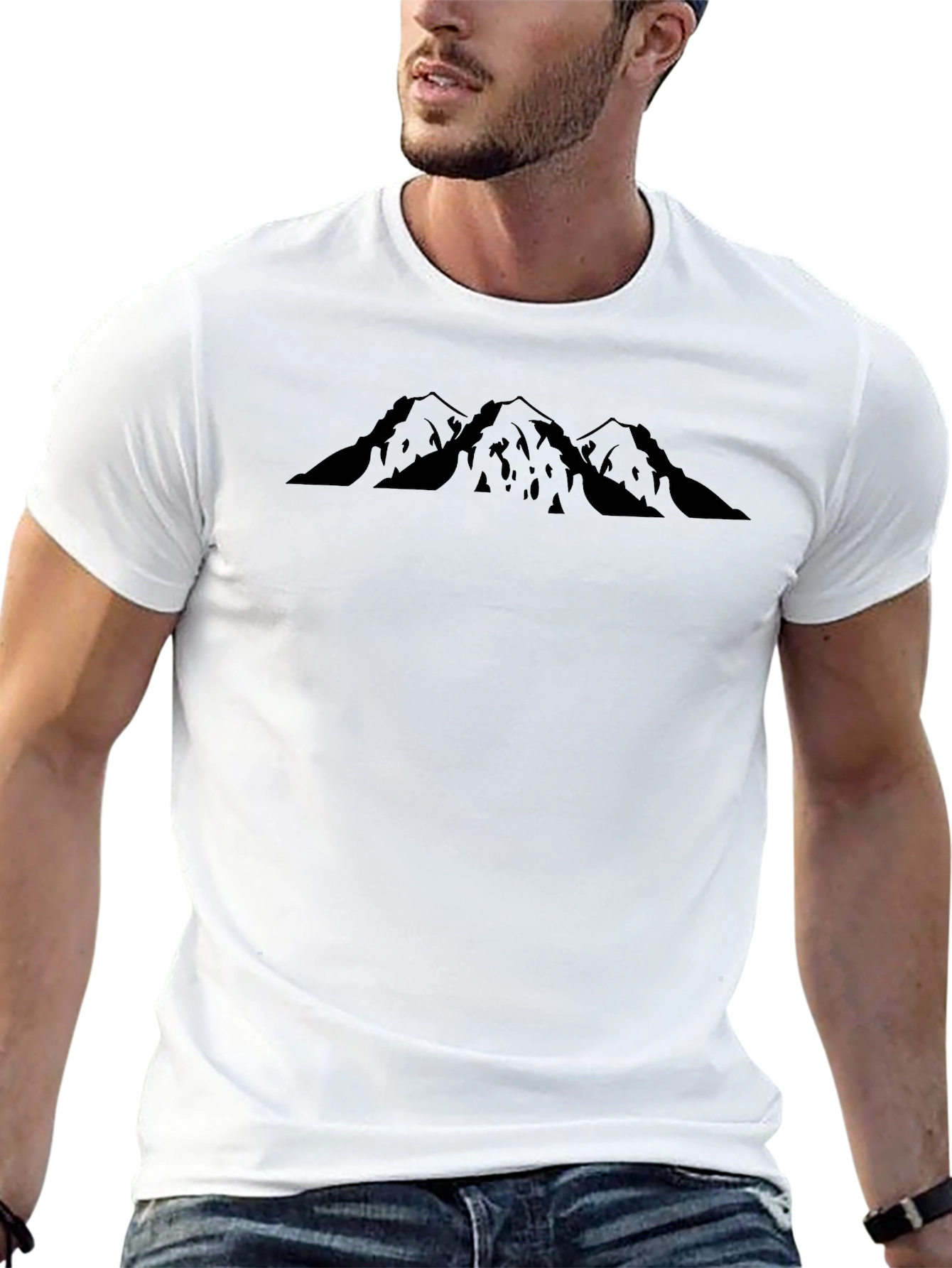 Mountain Peak Graphic Tee - Classic Black Crew Neck