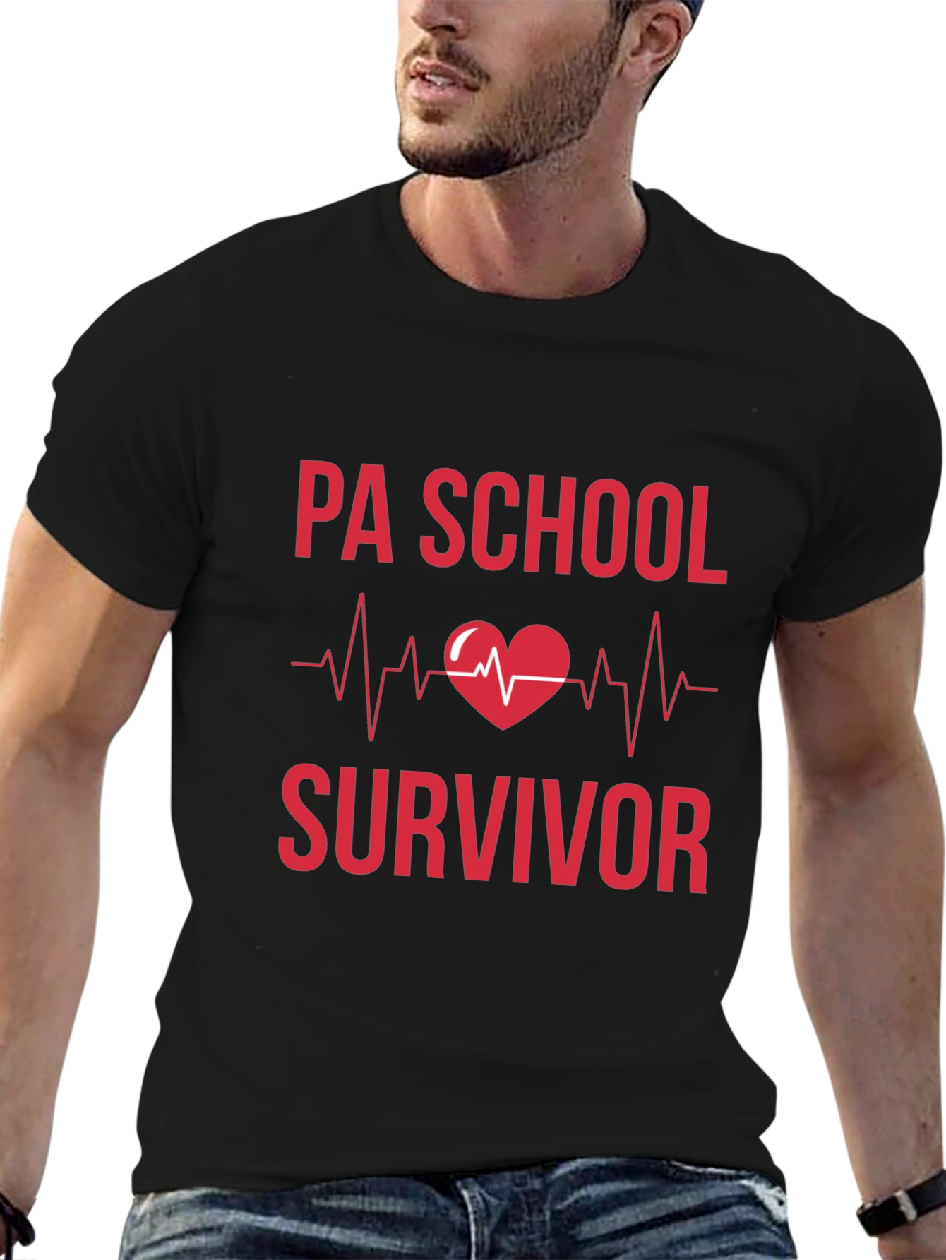 PA School Survivor Heartbeat Graphic Tee - Black