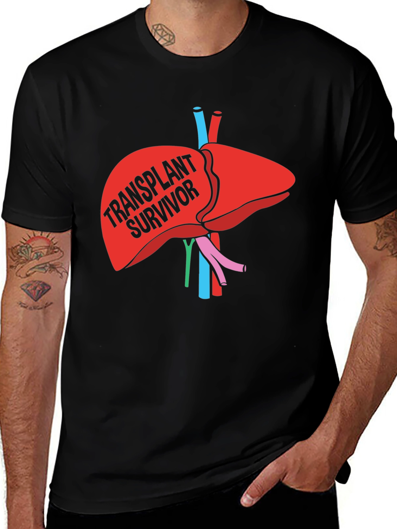 Transplant Survivor Graphic Tee - Liver Anatomy T-Shirt