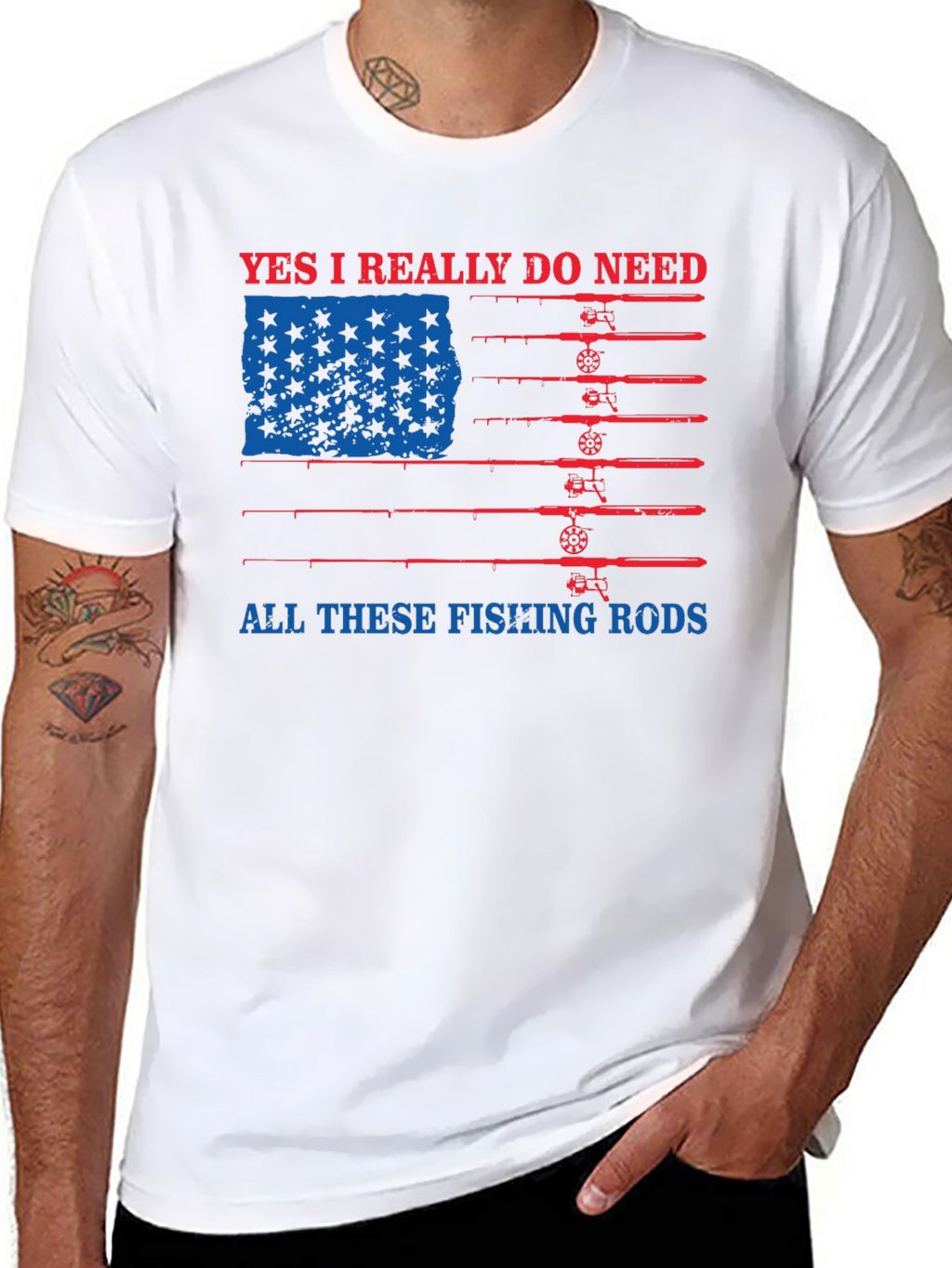 Fishing Rods USA Flag Graphic Tee