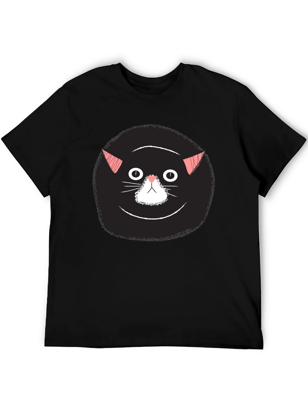 Funny Black Cat Face Graphic T-Shirt