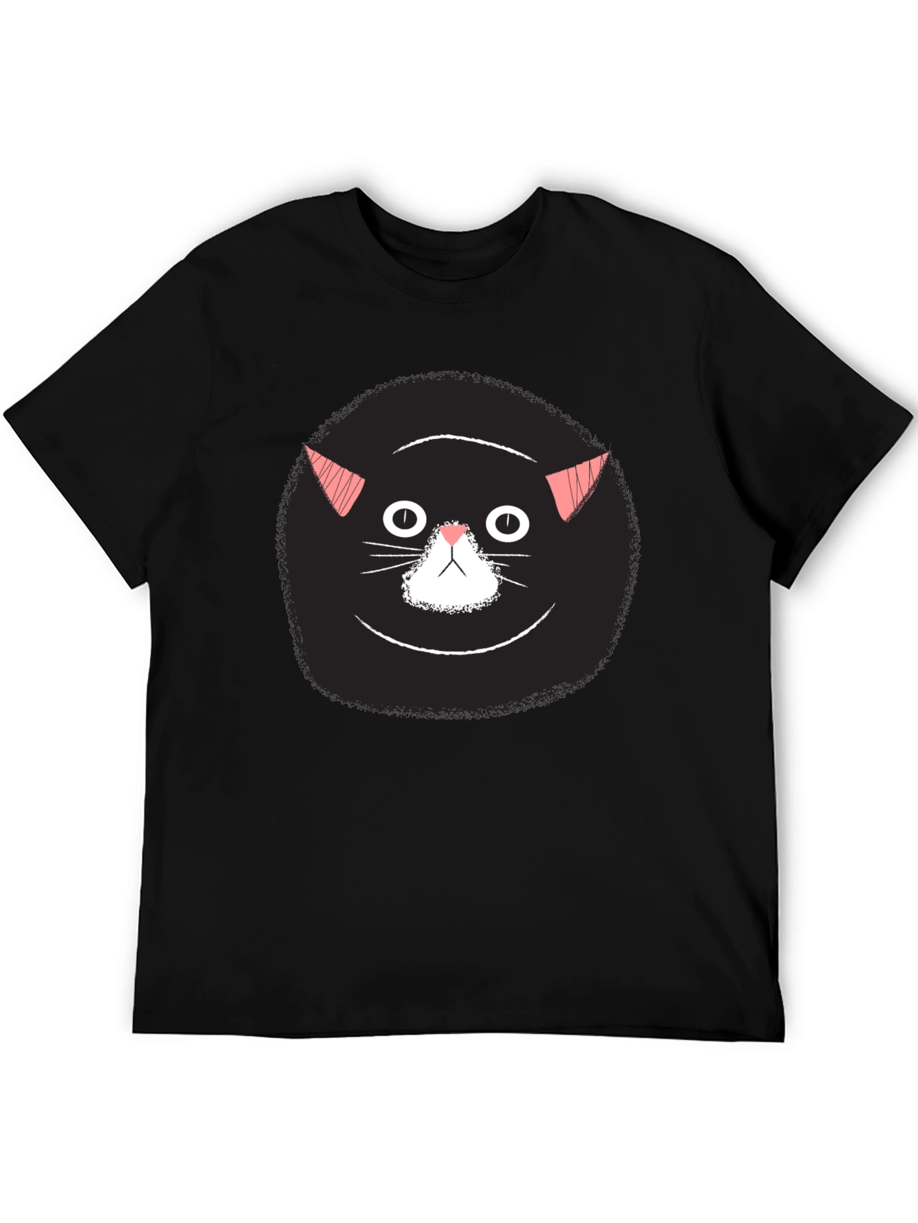 Funny Black Cat Face Graphic T-Shirt