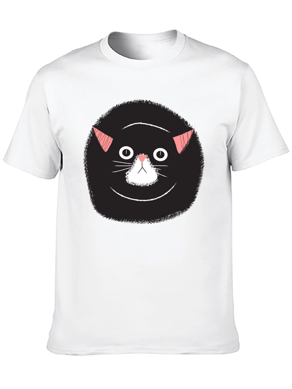 Funny Black Cat Face Graphic T-Shirt