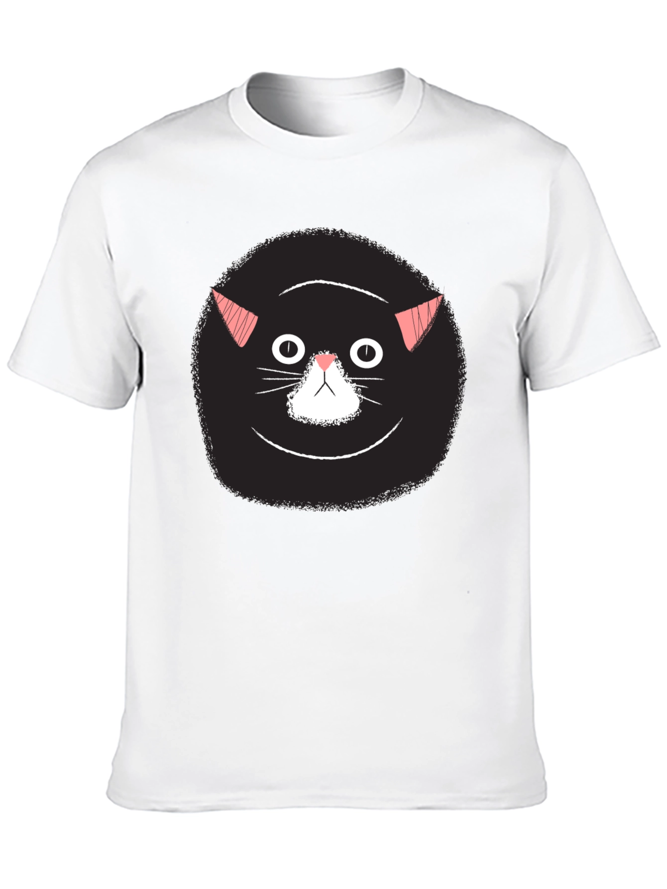Funny Black Cat Face Graphic T-Shirt