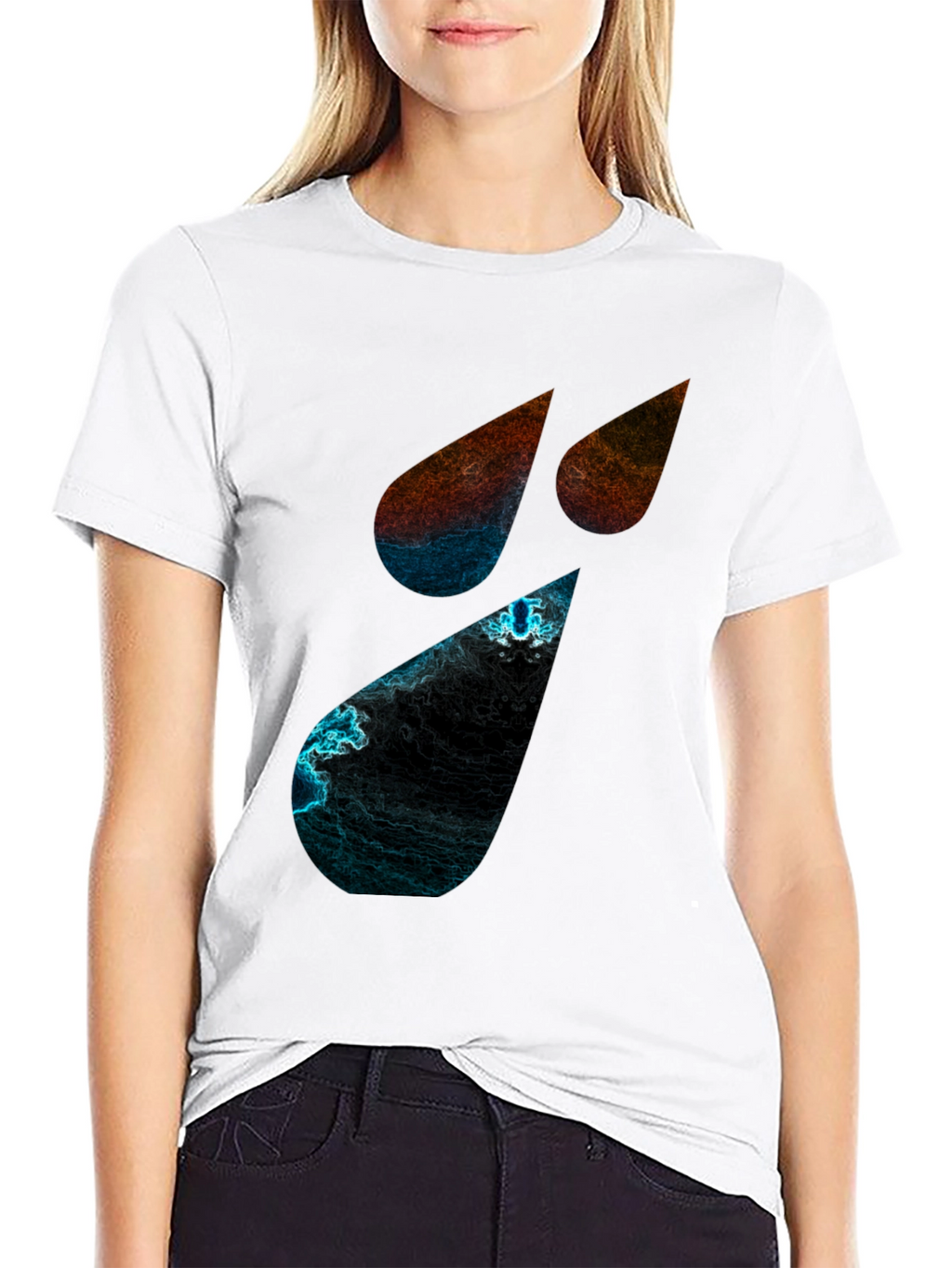 Abstract Teardrop Graphic Black T-Shirt