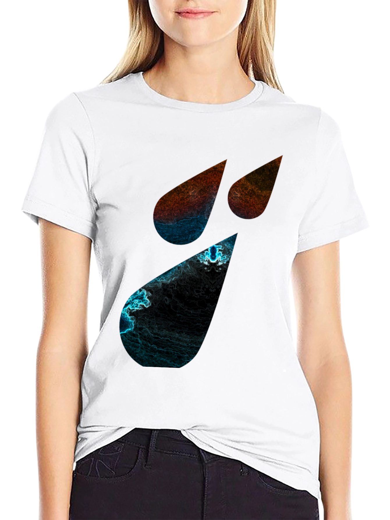 Abstract Teardrop Graphic Black T-Shirt