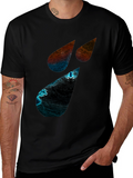 Abstract Teardrop Graphic Black T-Shirt