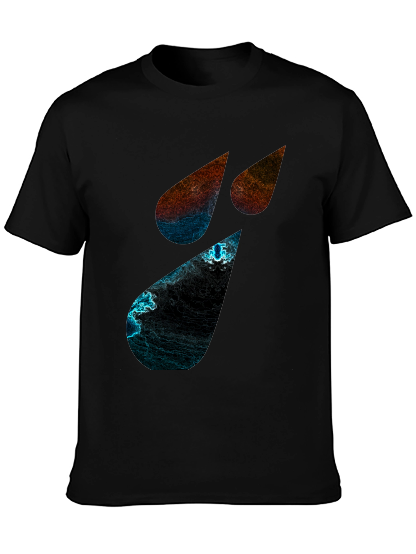 Abstract Teardrop Graphic Black T-Shirt