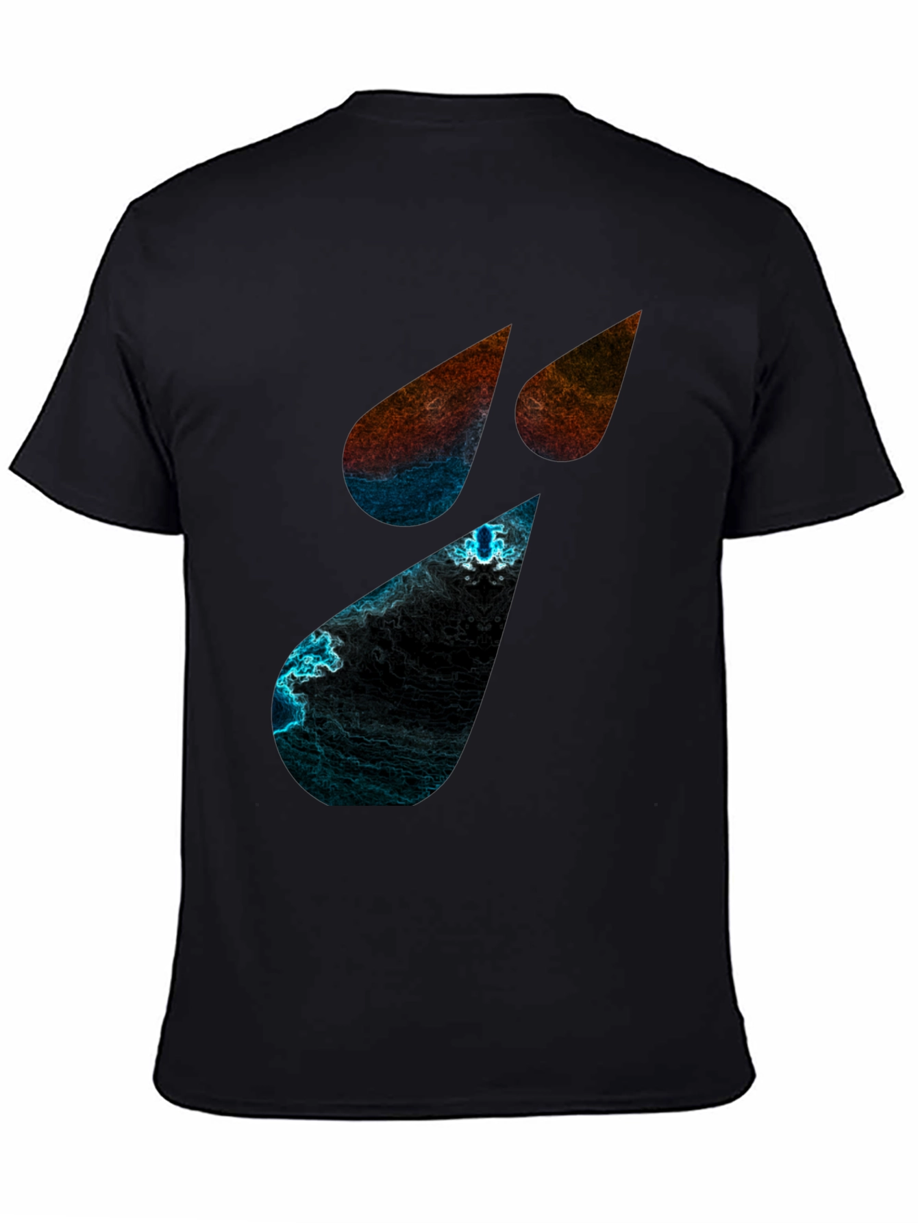 Abstract Teardrop Graphic Black T-Shirt