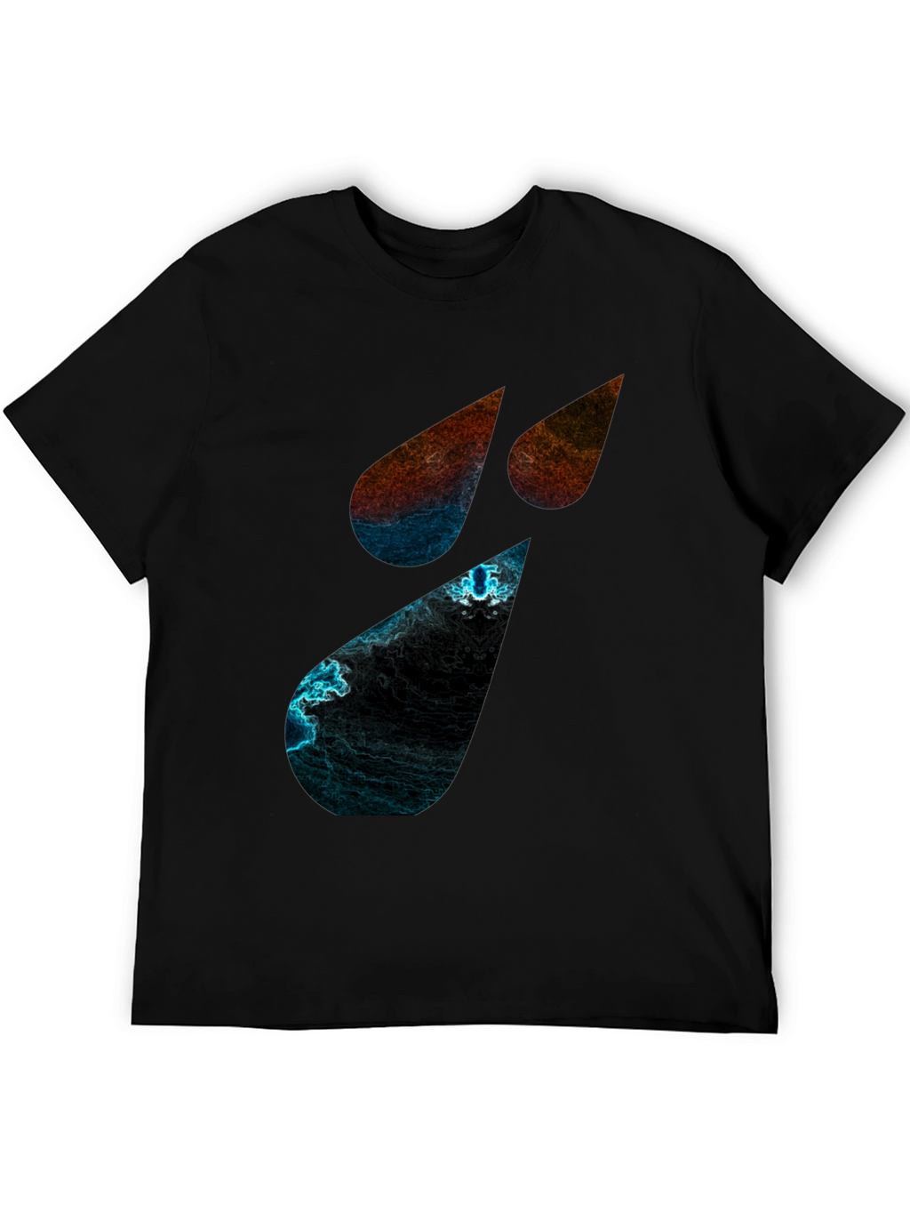 Abstract Teardrop Graphic Black T-Shirt