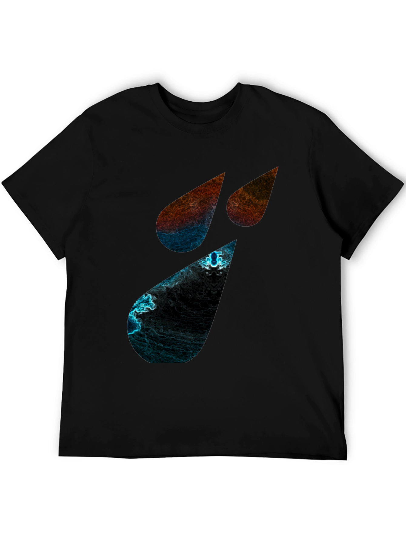 Abstract Teardrop Graphic Black T-Shirt