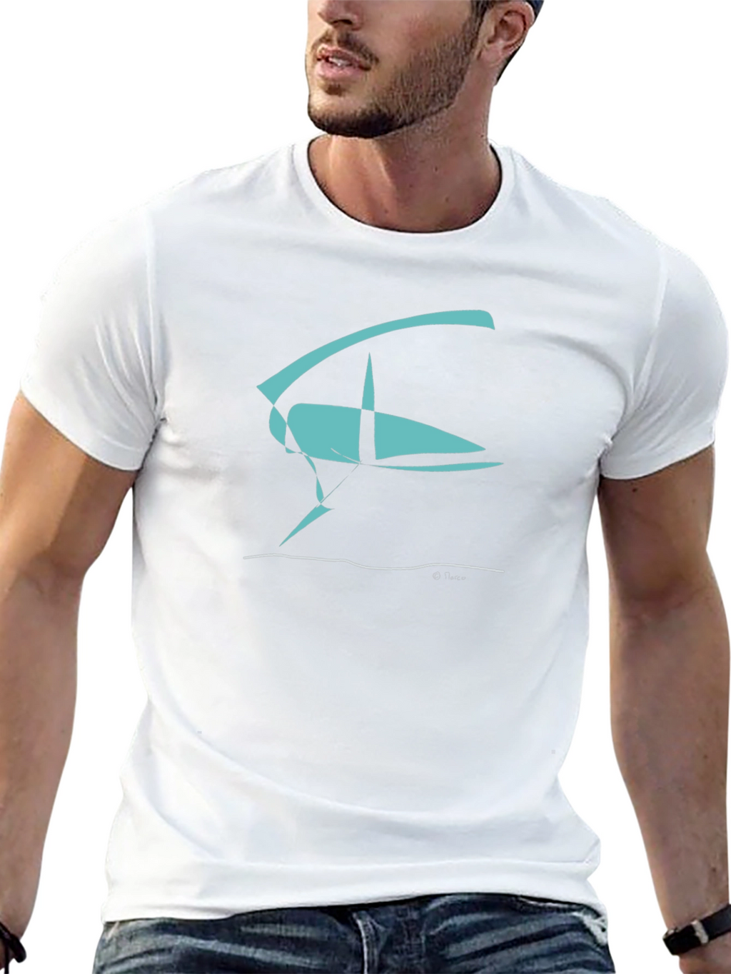 Abstract Sailboat Graphic Tee - Black