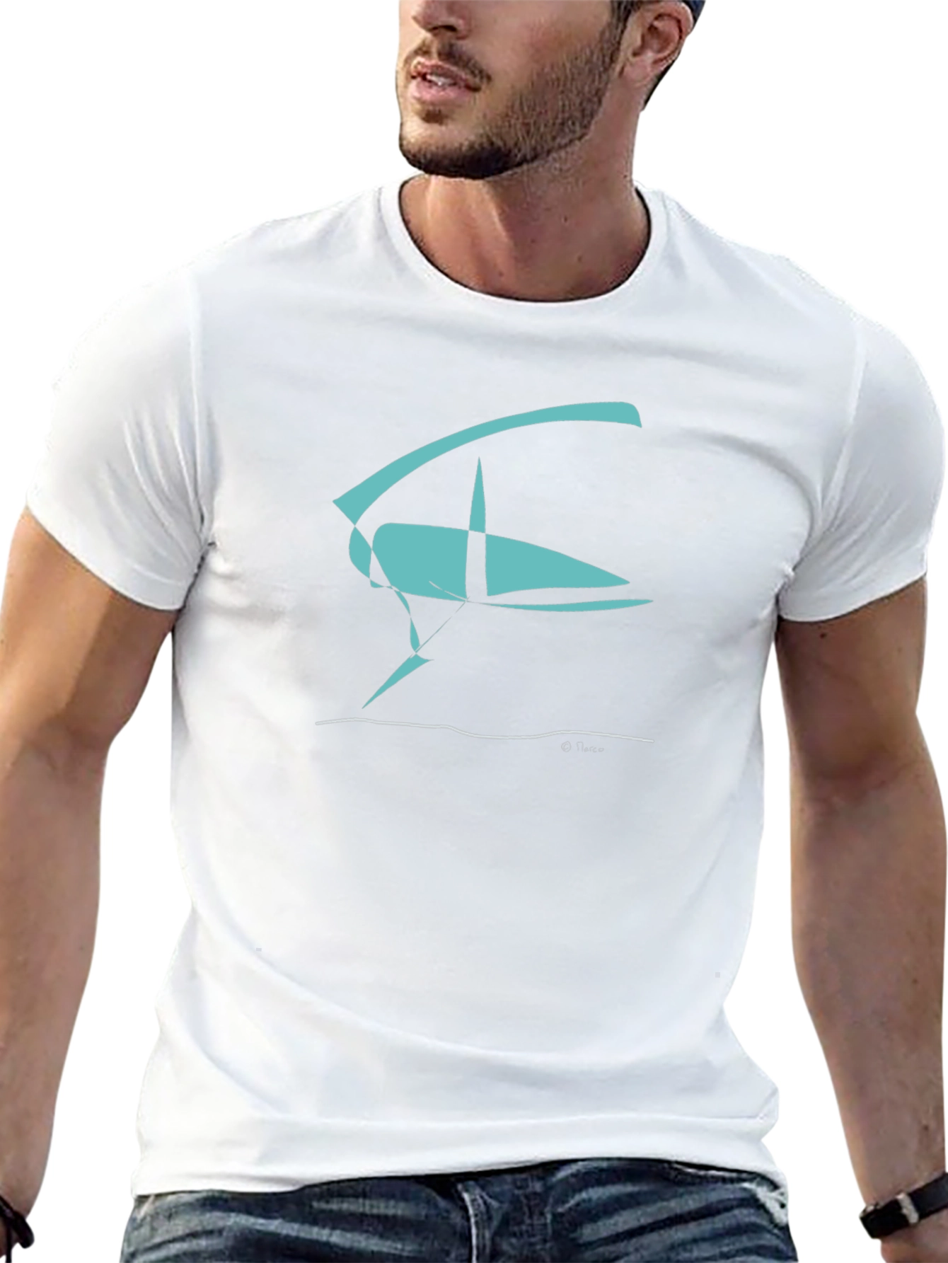 Abstract Sailboat Graphic Tee - Black