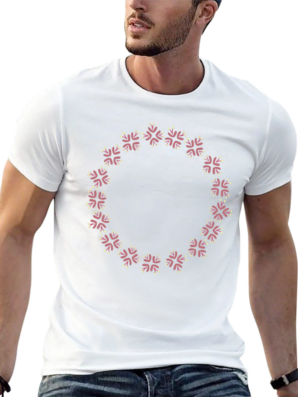 Floral Wreath Graphic Black T-Shirt