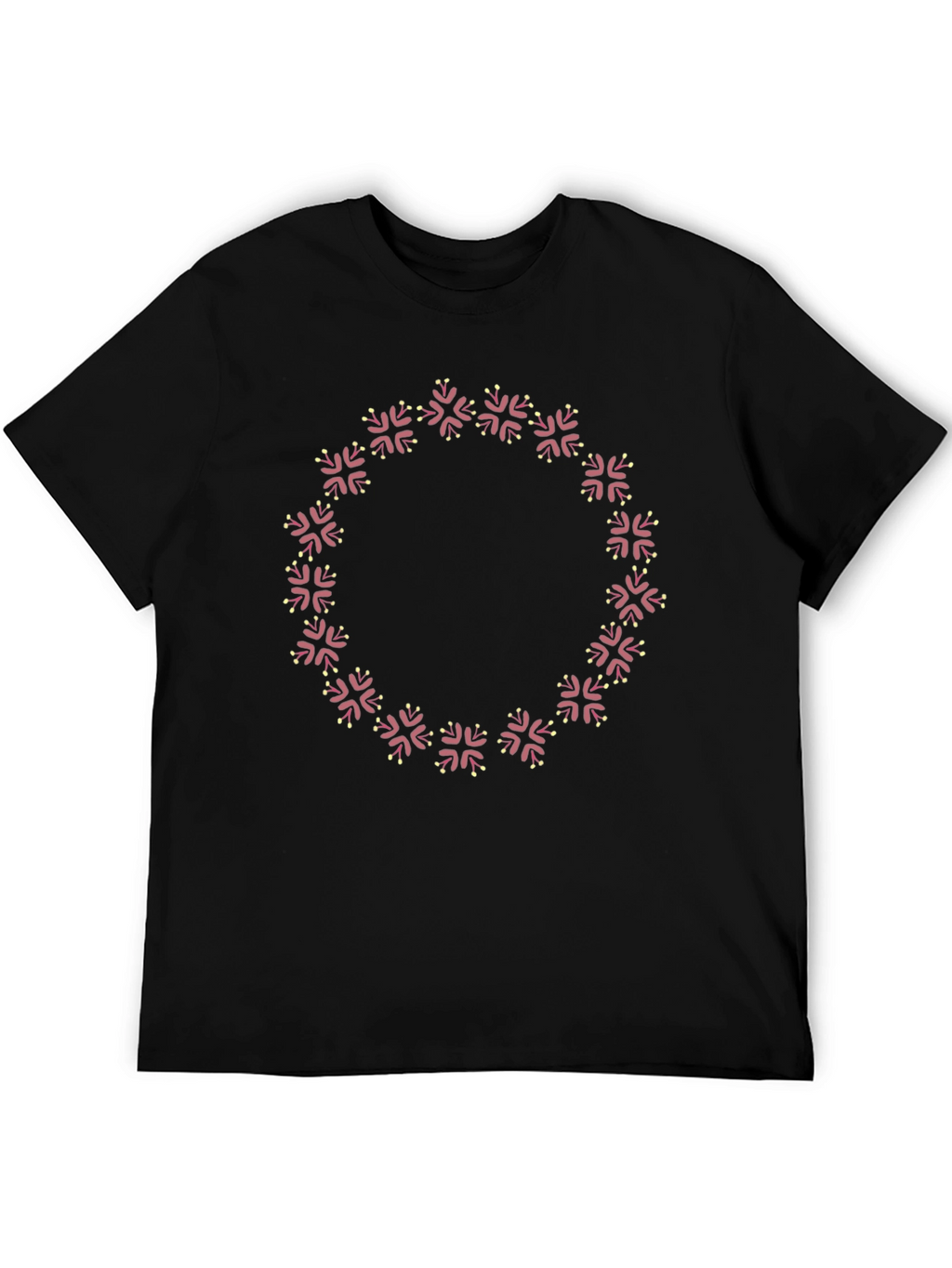 Floral Wreath Graphic Black T-Shirt