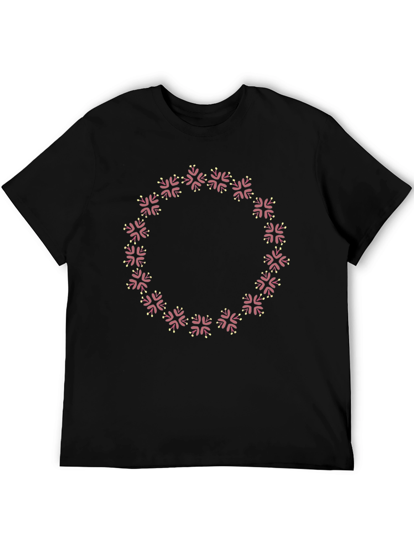 Floral Wreath Graphic Black T-Shirt