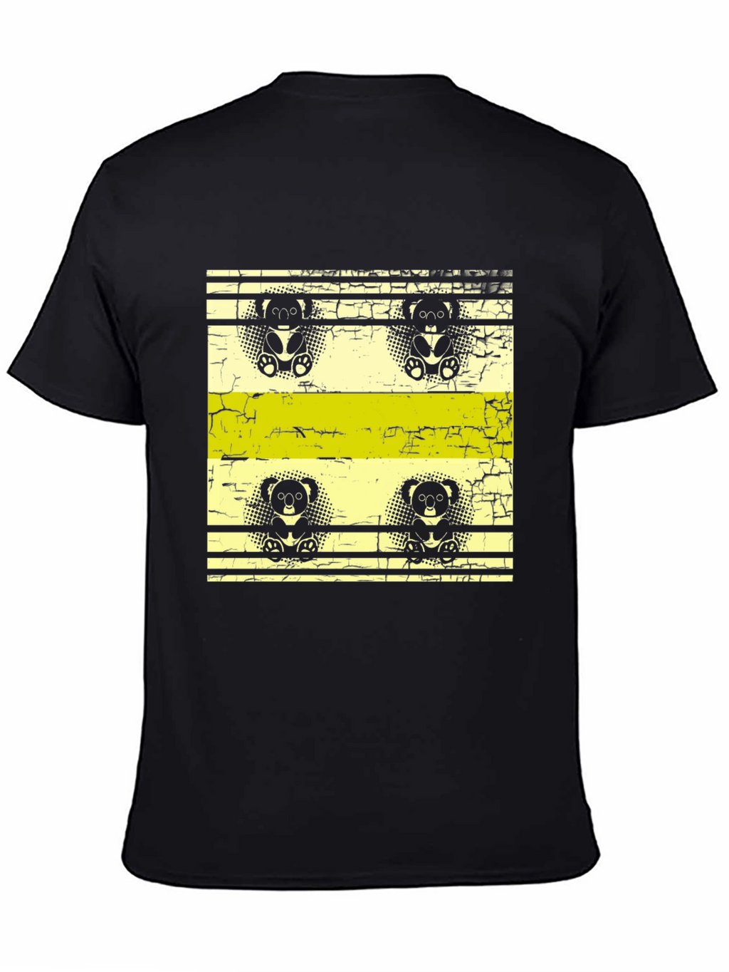 Retro Koala Print Black T-Shirt