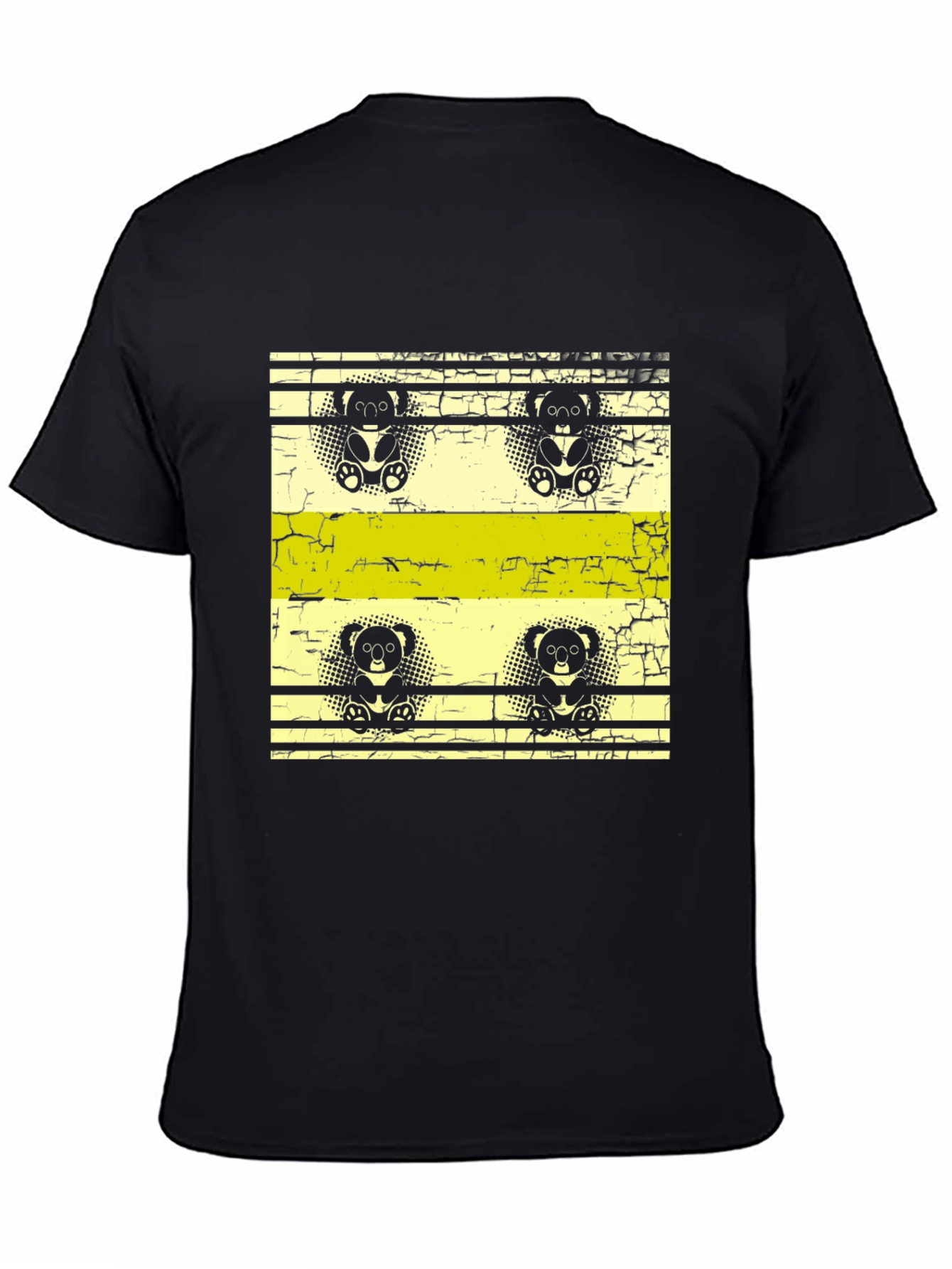 Retro Koala Print Black T-Shirt