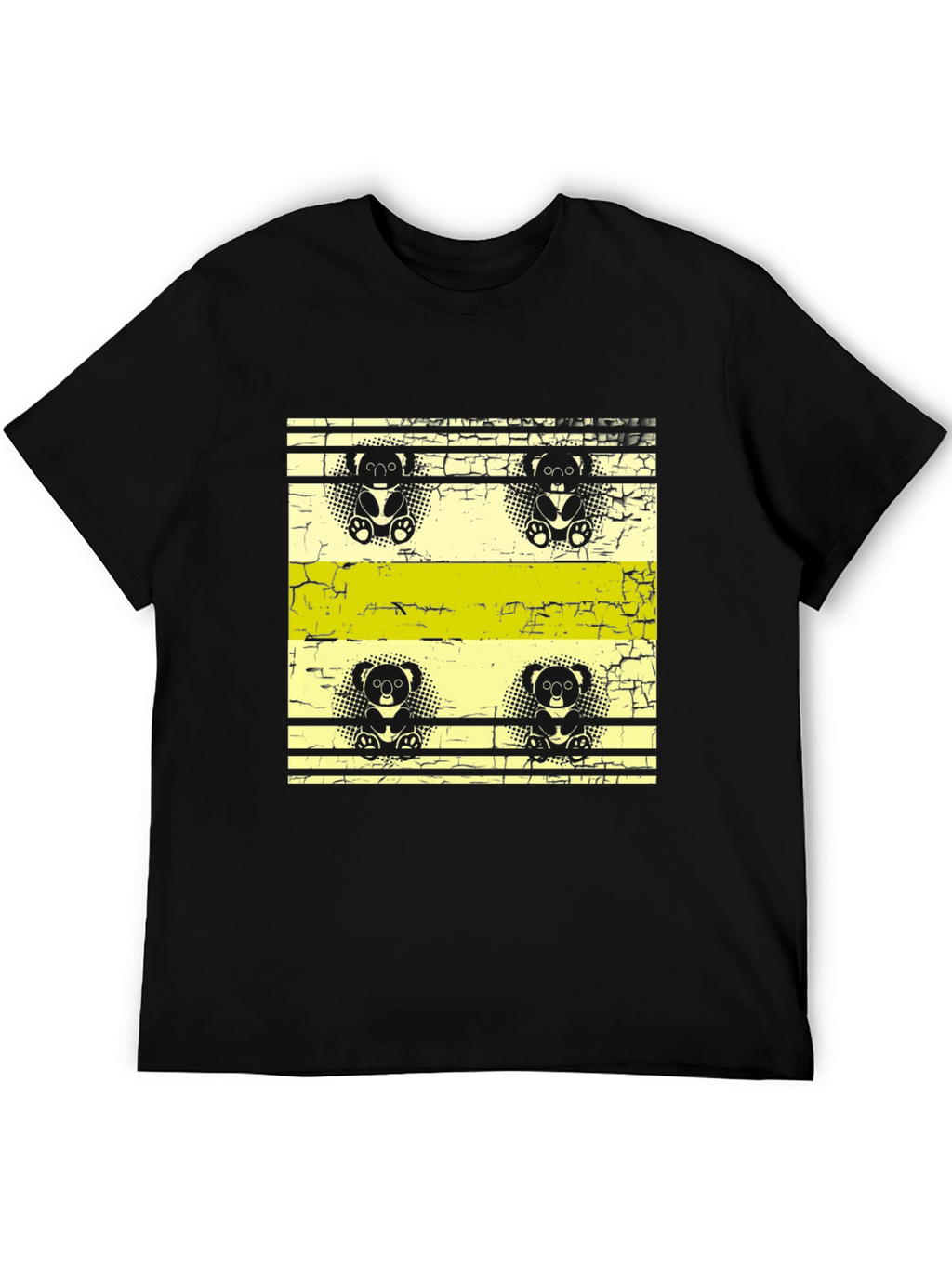 Retro Koala Print Black T-Shirt