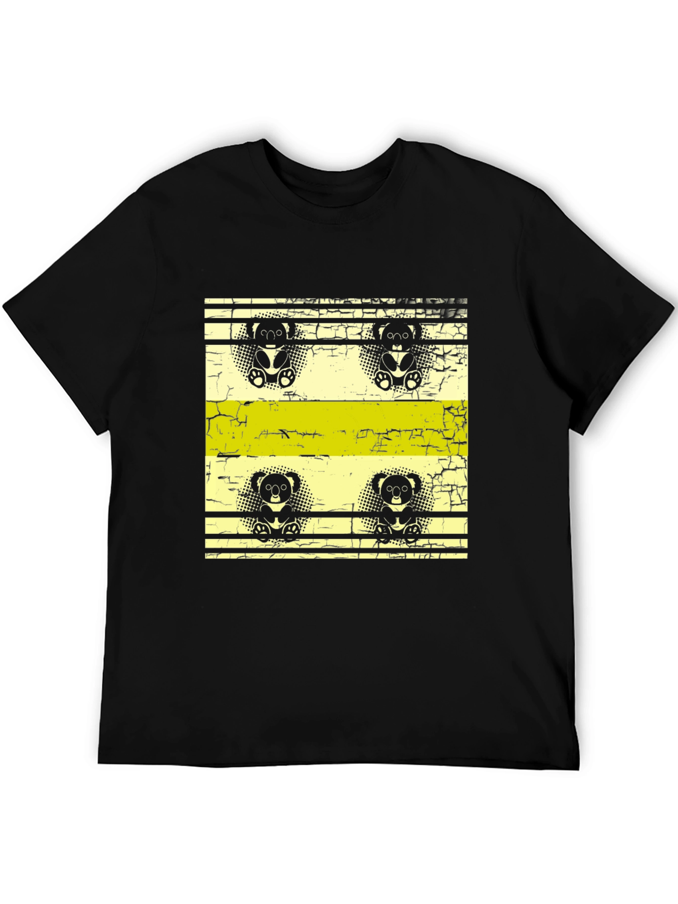 Retro Koala Print Black T-Shirt