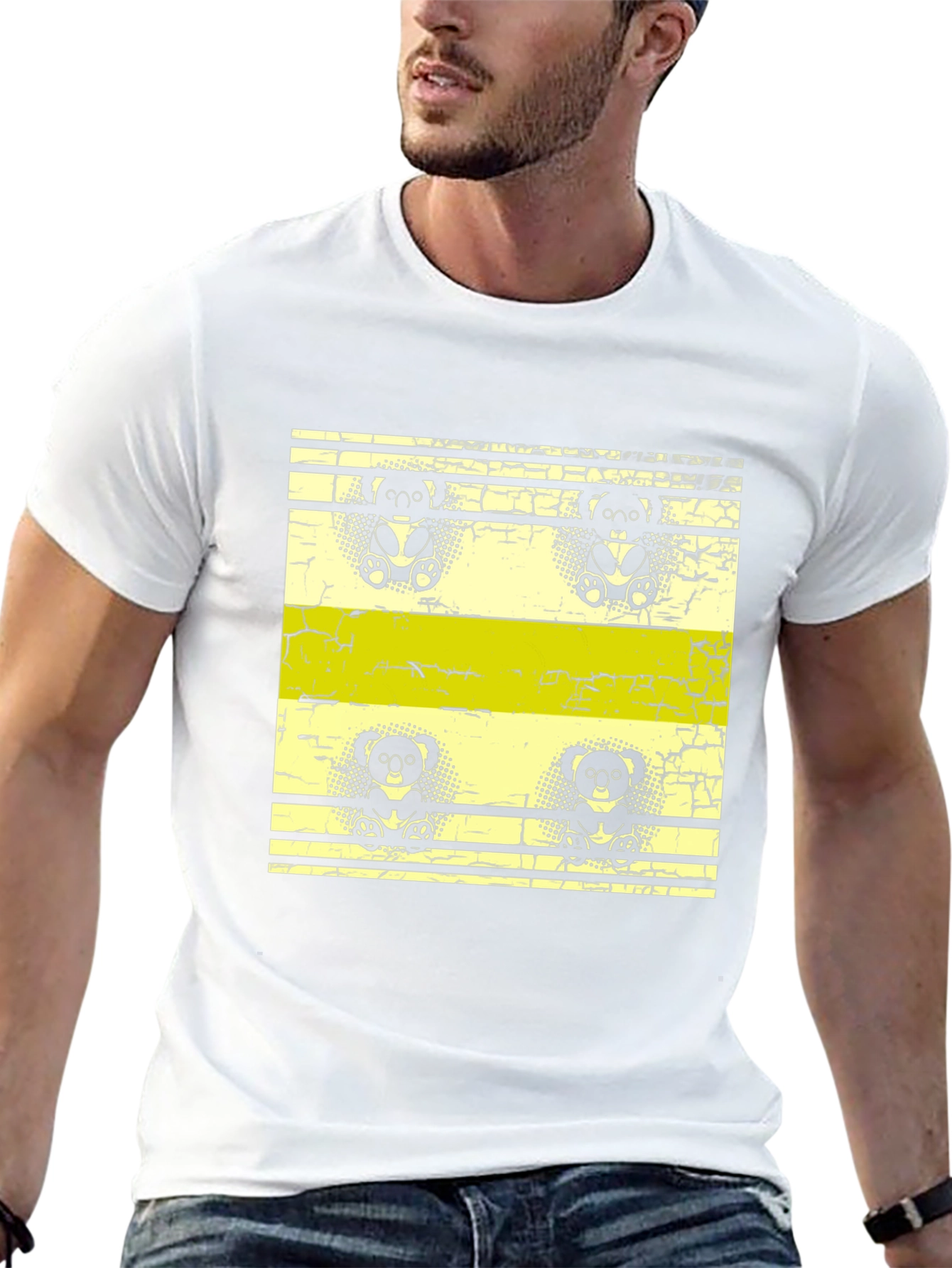 Retro Koala Print Black T-Shirt
