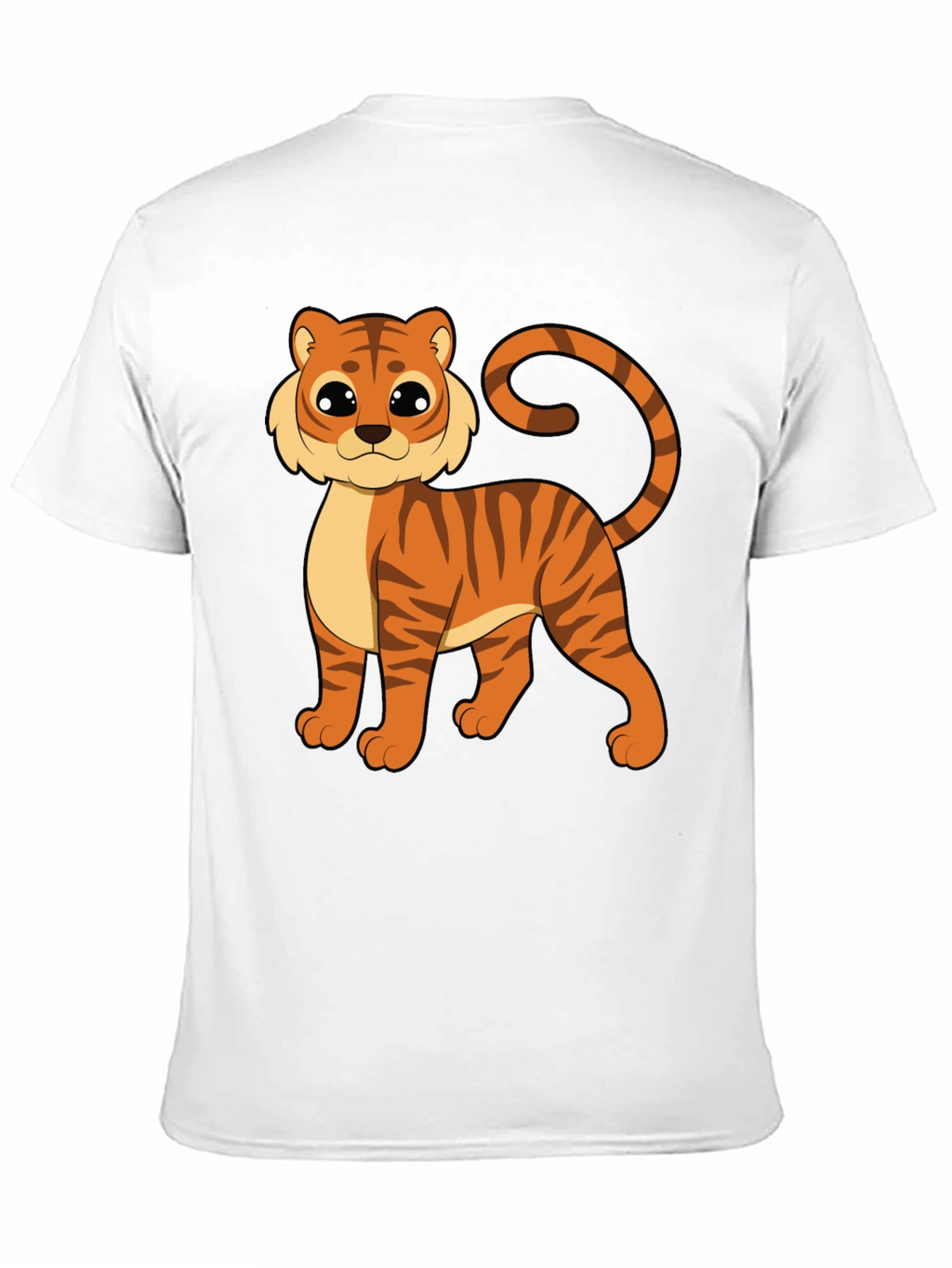Cute Cartoon Tiger Graphic Black T-Shirt
