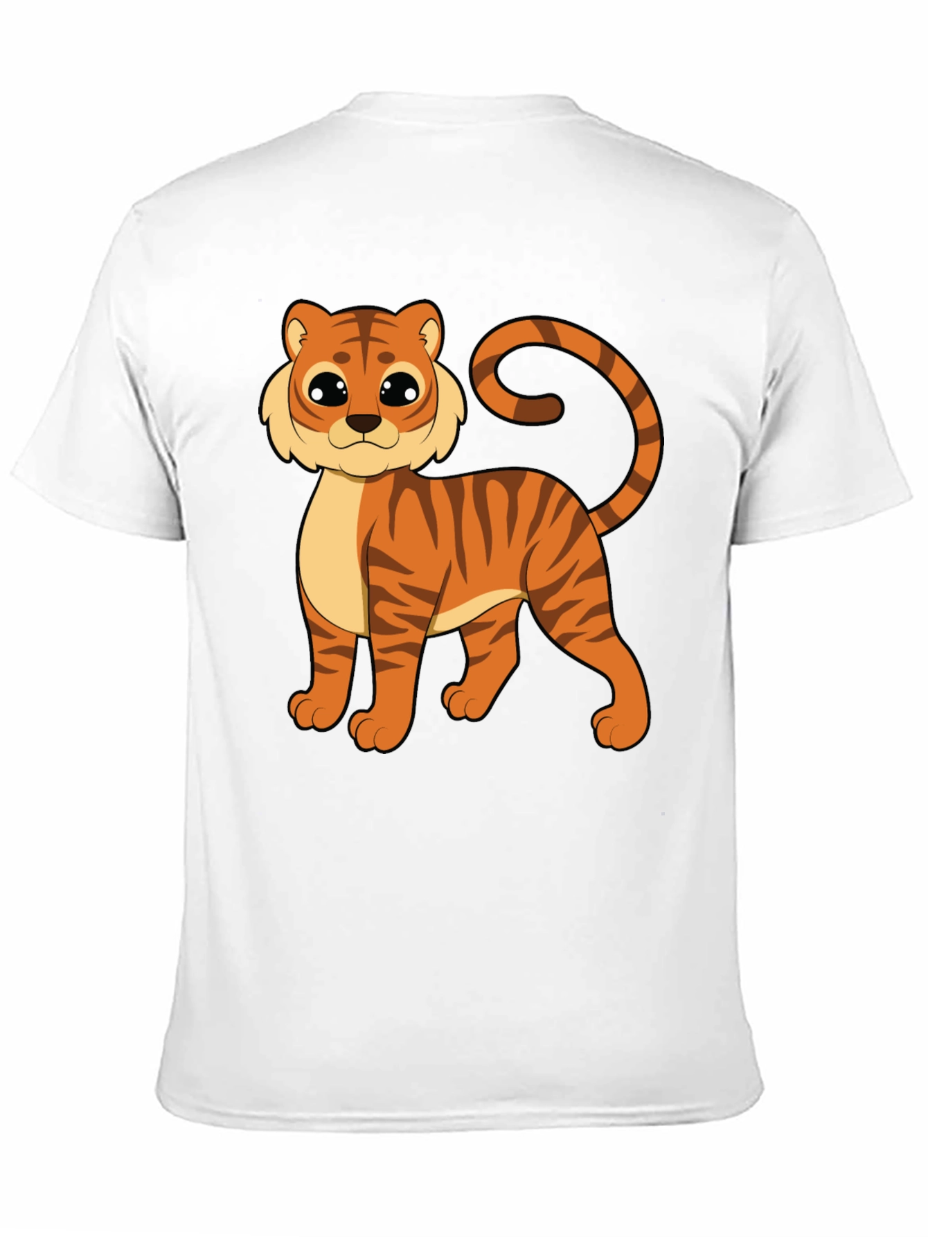 Cute Cartoon Tiger Graphic Black T-Shirt