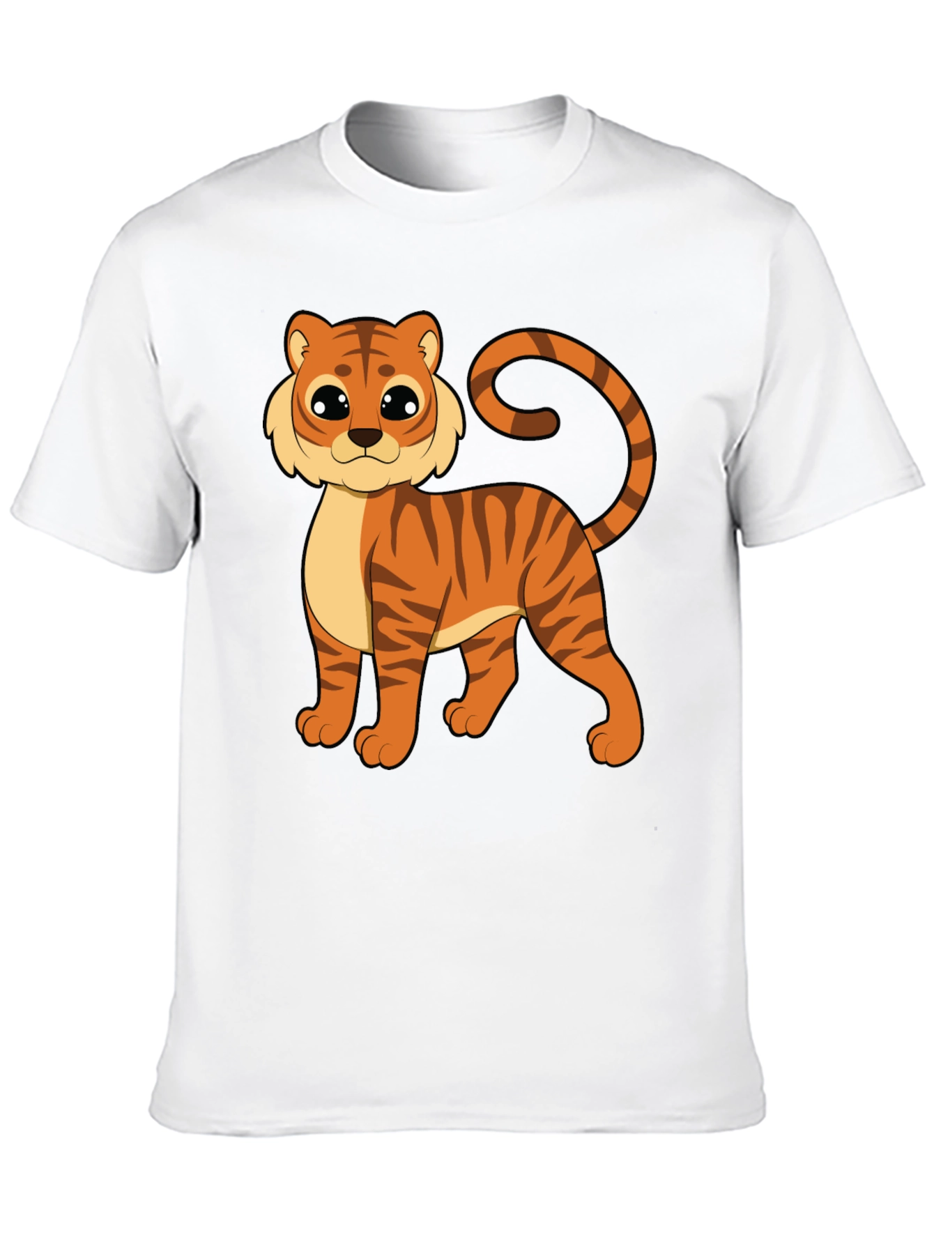 Cute Cartoon Tiger Graphic Black T-Shirt