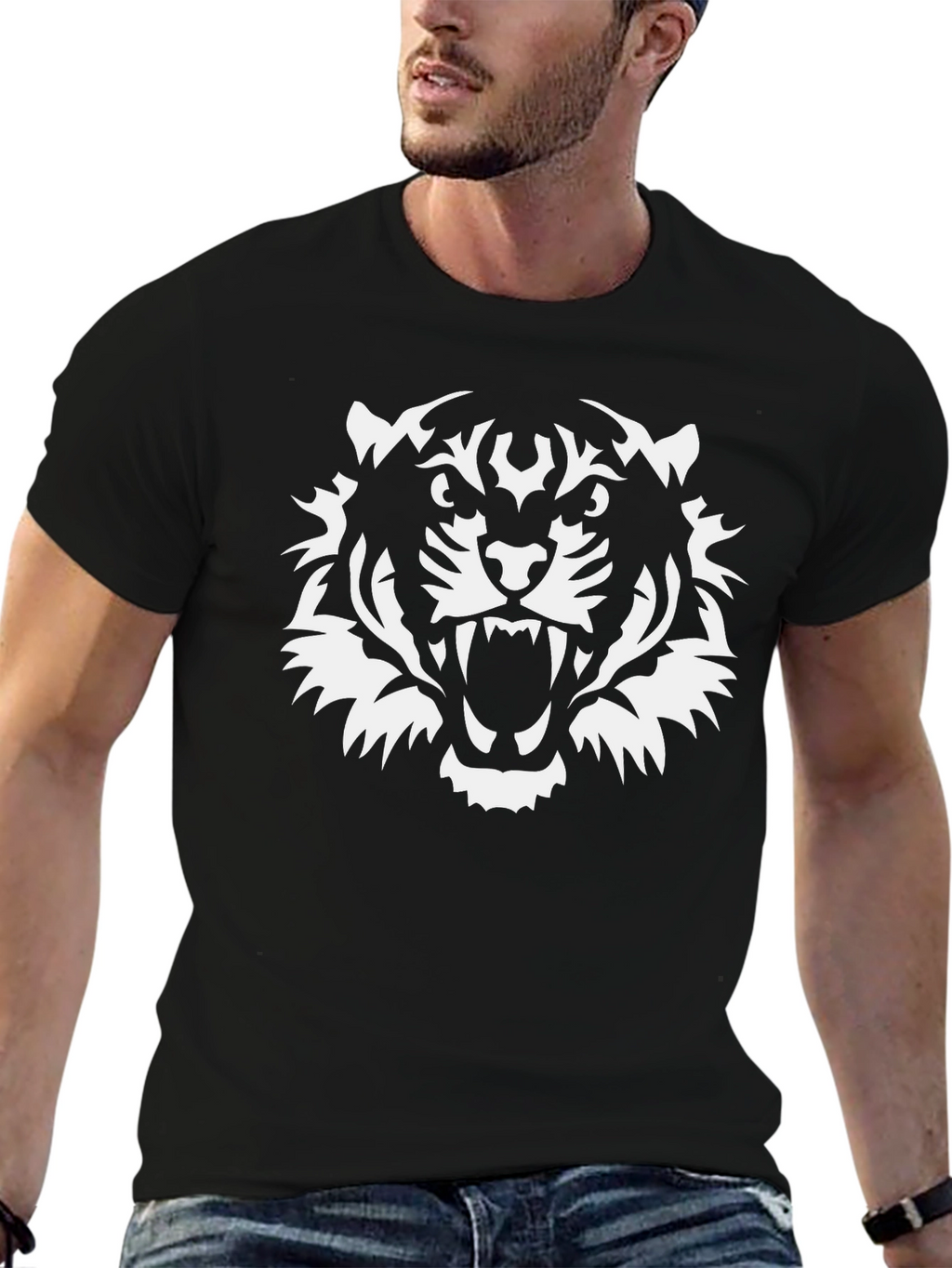 Bold Tiger Graphic Tee - Black