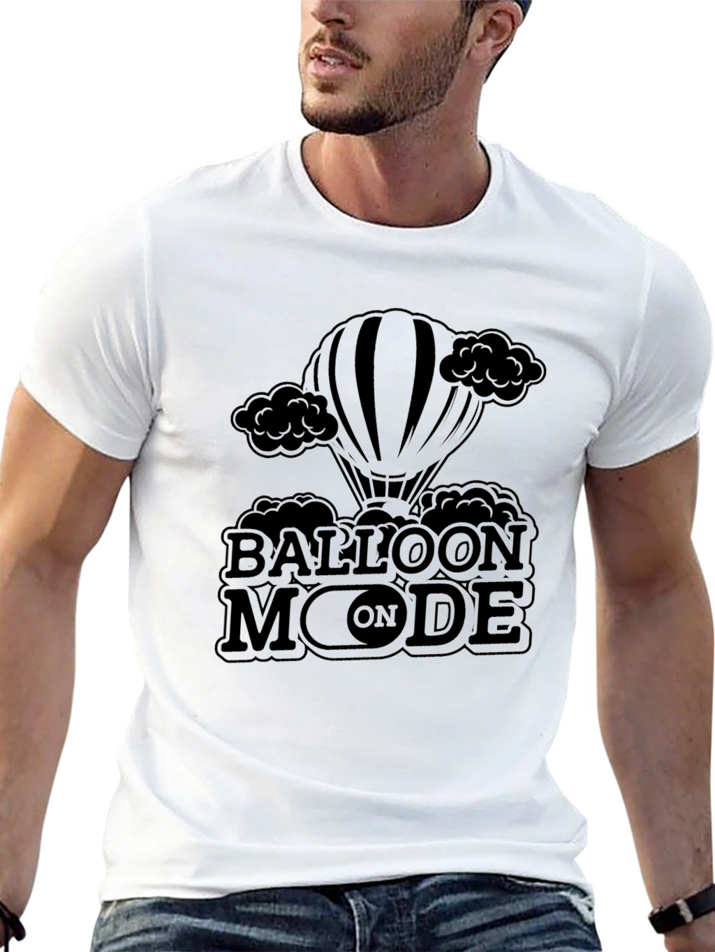 Balloon Mode On Black T-Shirt