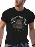 Gamer Cat Pew Pew Graphic Black T-Shirt