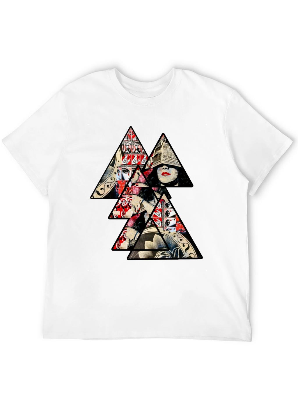 Abstract Triangle Graphic Print Mens T-Shirt