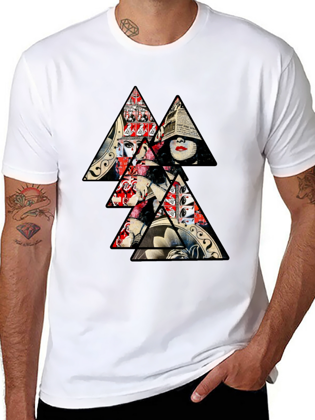 Abstract Triangle Graphic Print Mens T-Shirt