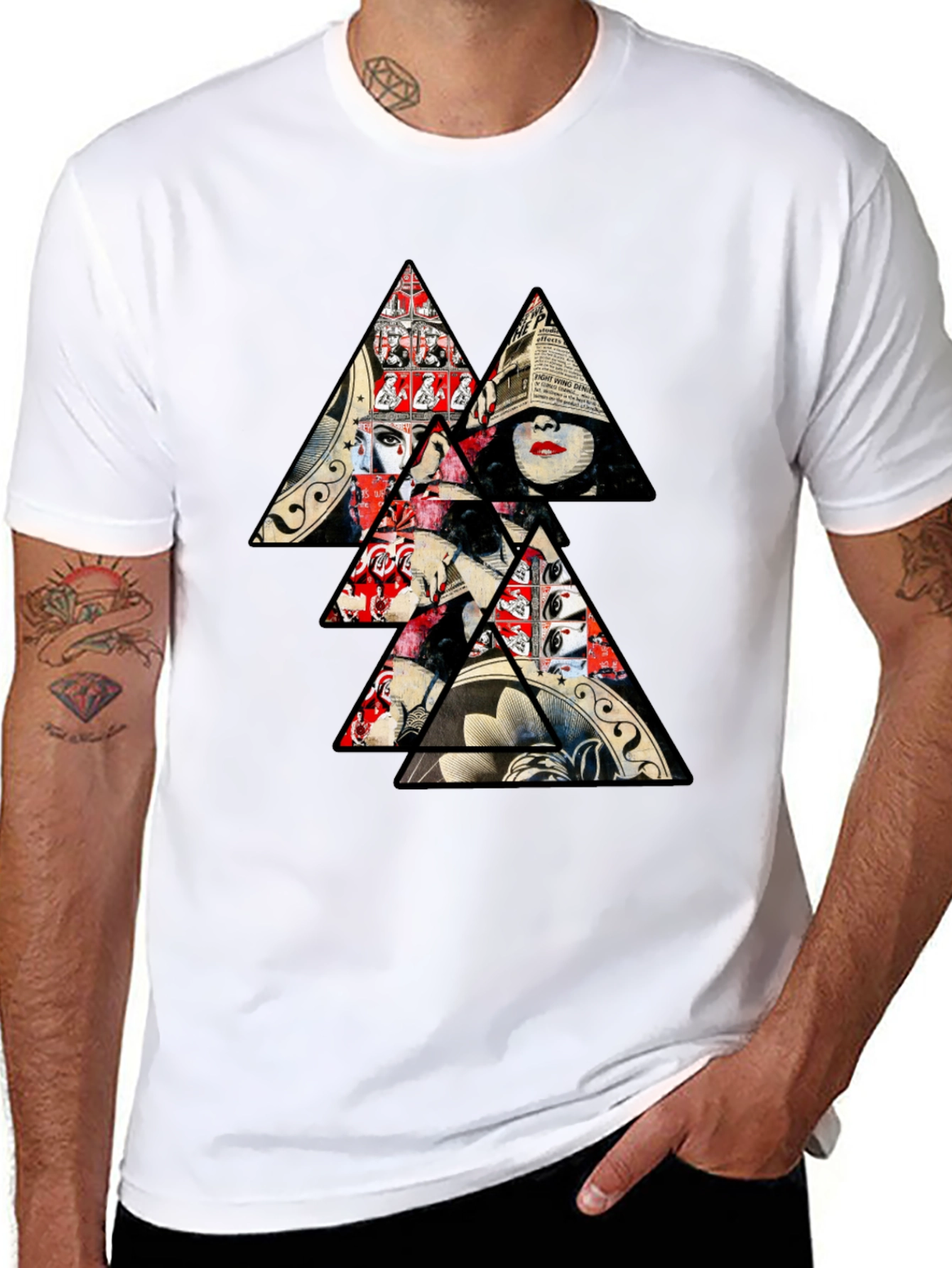 Abstract Triangle Graphic Print Mens T-Shirt