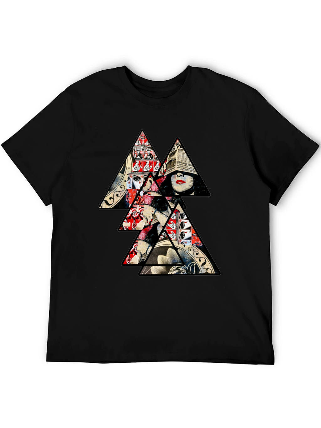 Abstract Triangle Graphic Print Mens T-Shirt